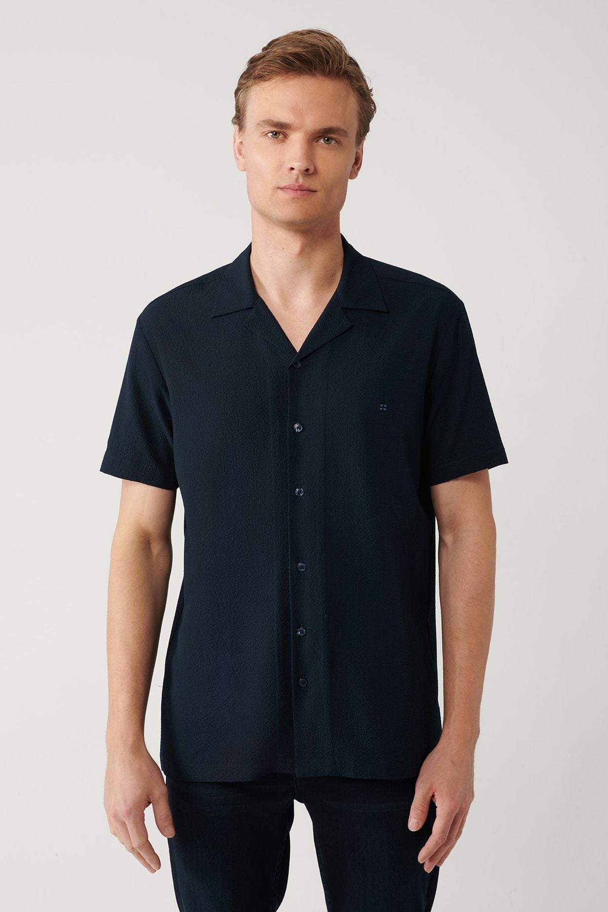 Men's Navy Apjja Yaka Easy ironing Wishbrees Shirt A41y2169