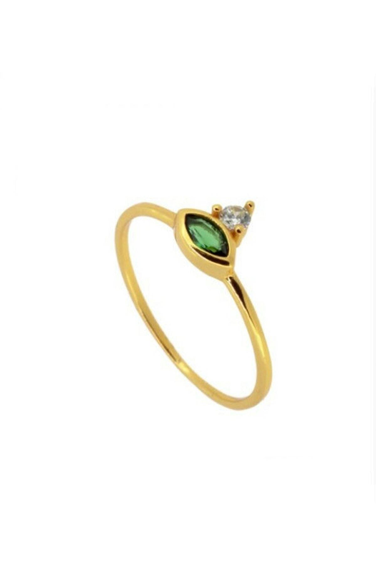 Green Emerald Stone 14 K Rose Gold Plated Adjustable Women Ring
