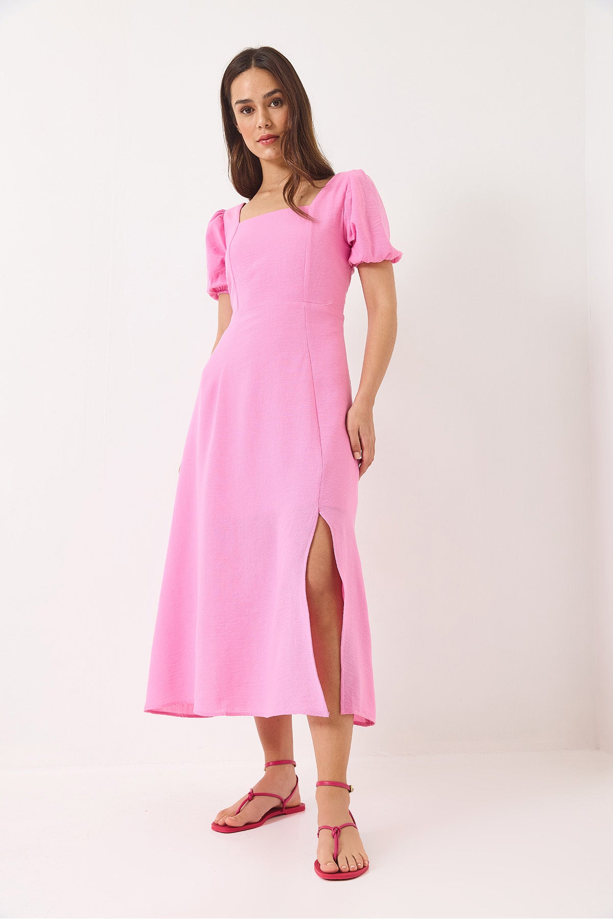 Women's Back Tie Detail Lined Linen Dress 5958 60283045