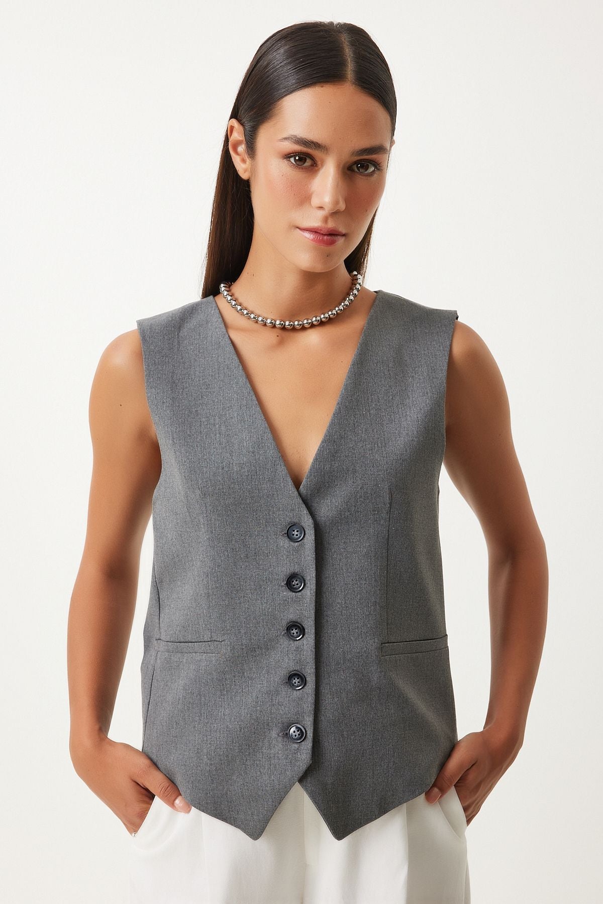 WOMEN'S ARRASİT V YAKA VISKON VEST TO00145