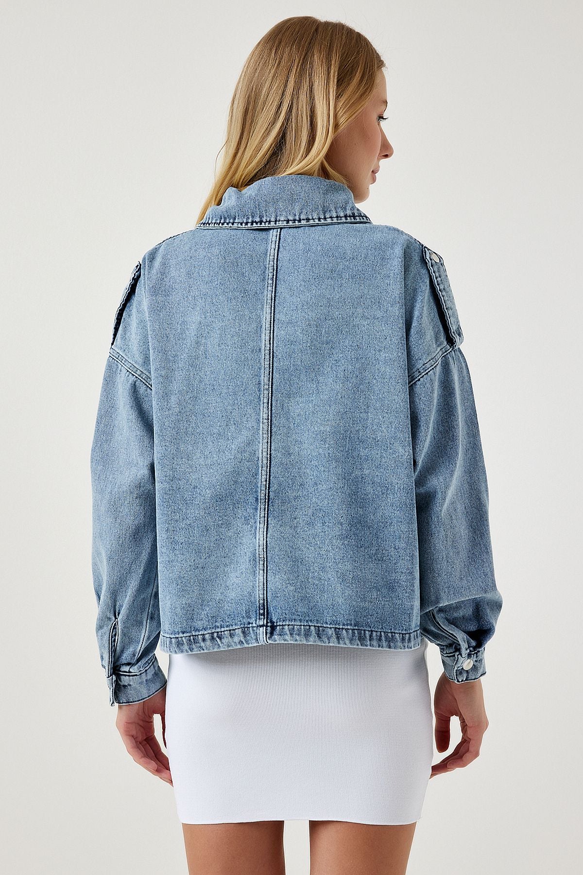 WOMEN'S LIGHT BLUE WIDE POCK APOLET WITH DENİM JACKET RV00170