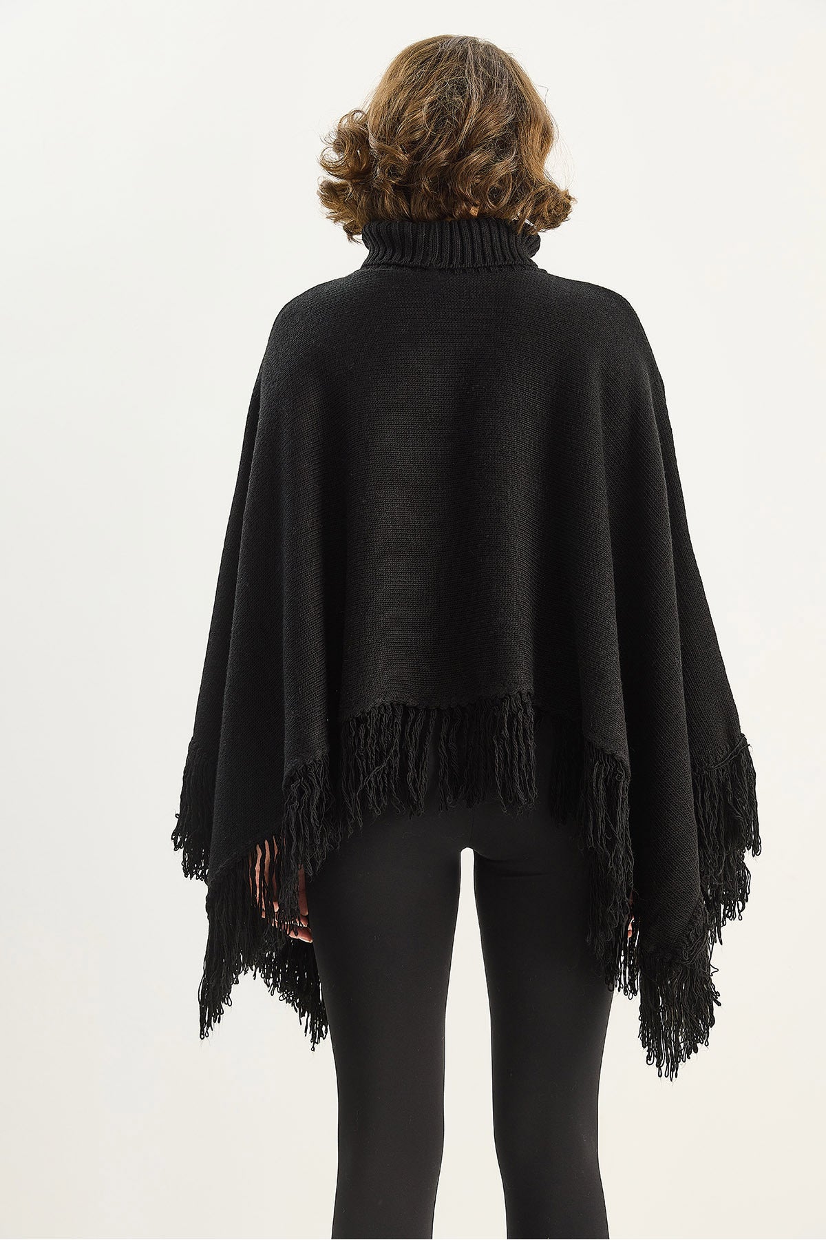 Women's Turtleneck Tasseled Knitwear Poncho TP251007 60283722