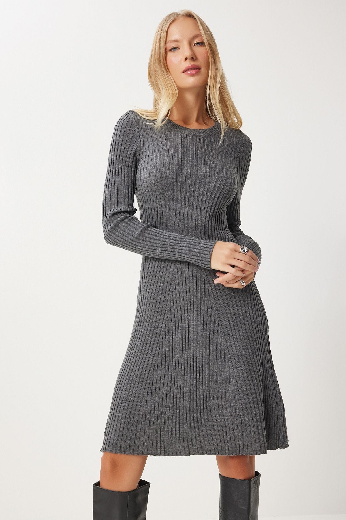 Female Gray Bicycle Collar Celiko Dress MX00172
