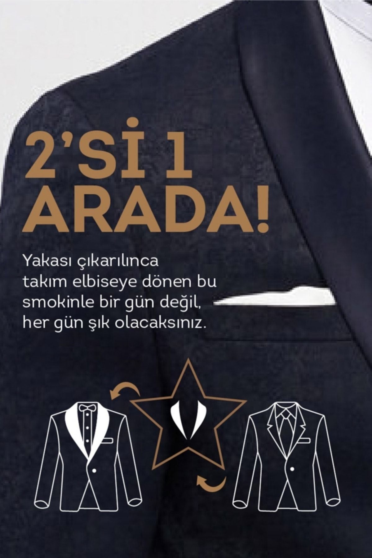 Men's slim fit narrow cut -off pattern tuxedo grooming