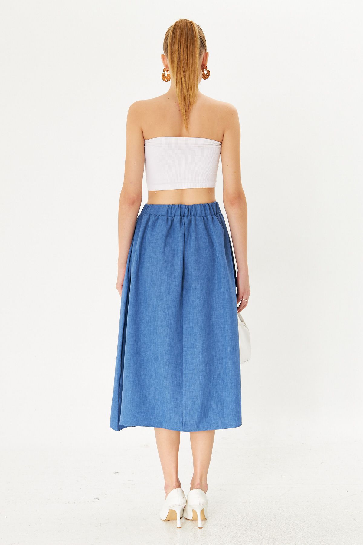 Female Indigo Waist Waist Midi Boy Skirt ARM-25K001010