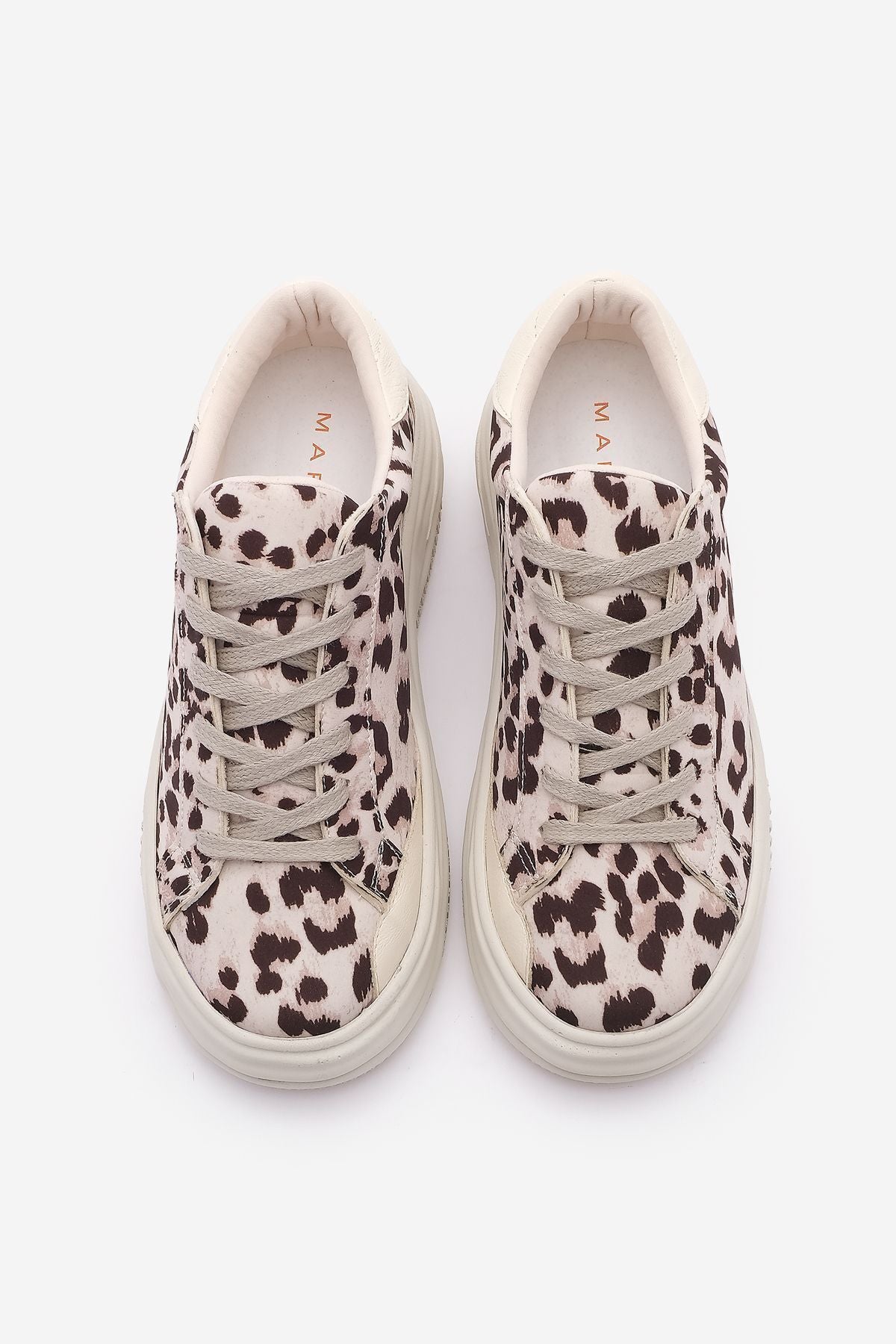 Women Sneaker thick sole laged laced sneakers Tales ecru leopard