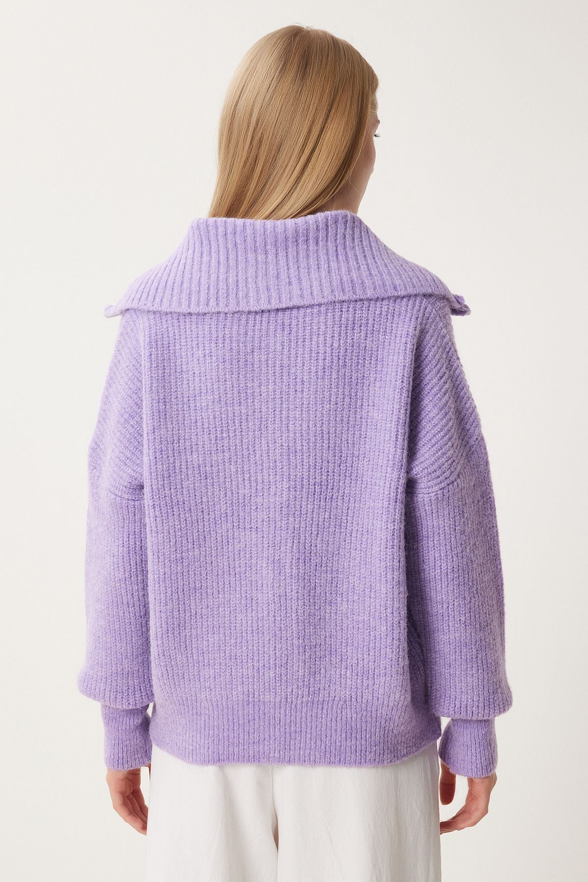 Female Lila Zippered Neck Triko Cardigan MX00173