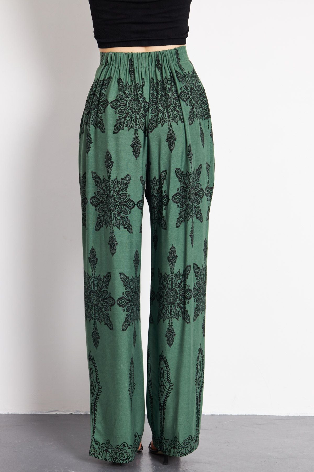 Woman Dark Green Patterned abundant trousers Arm-23001124