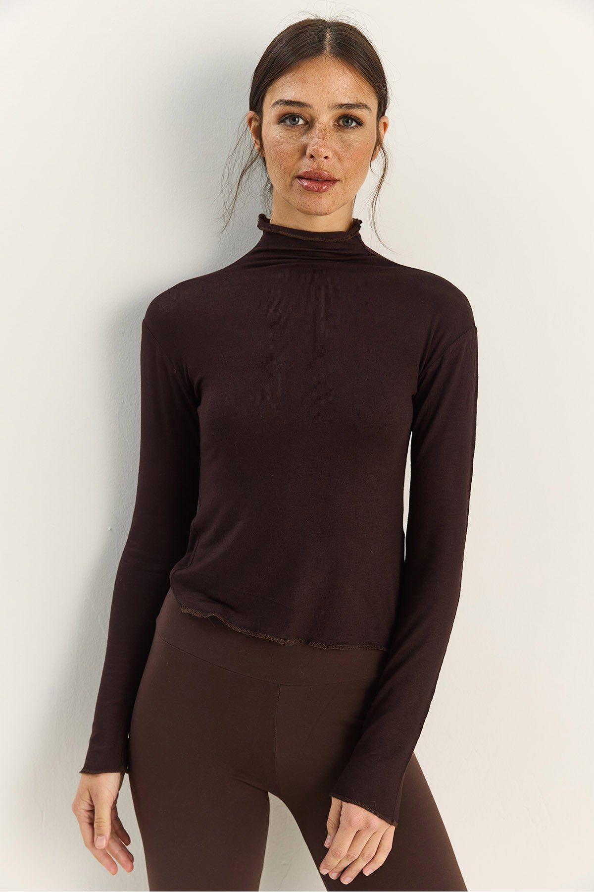 Women's Transparent High Collar Flexible Regular Length Knitted Blouse 6090 60283890