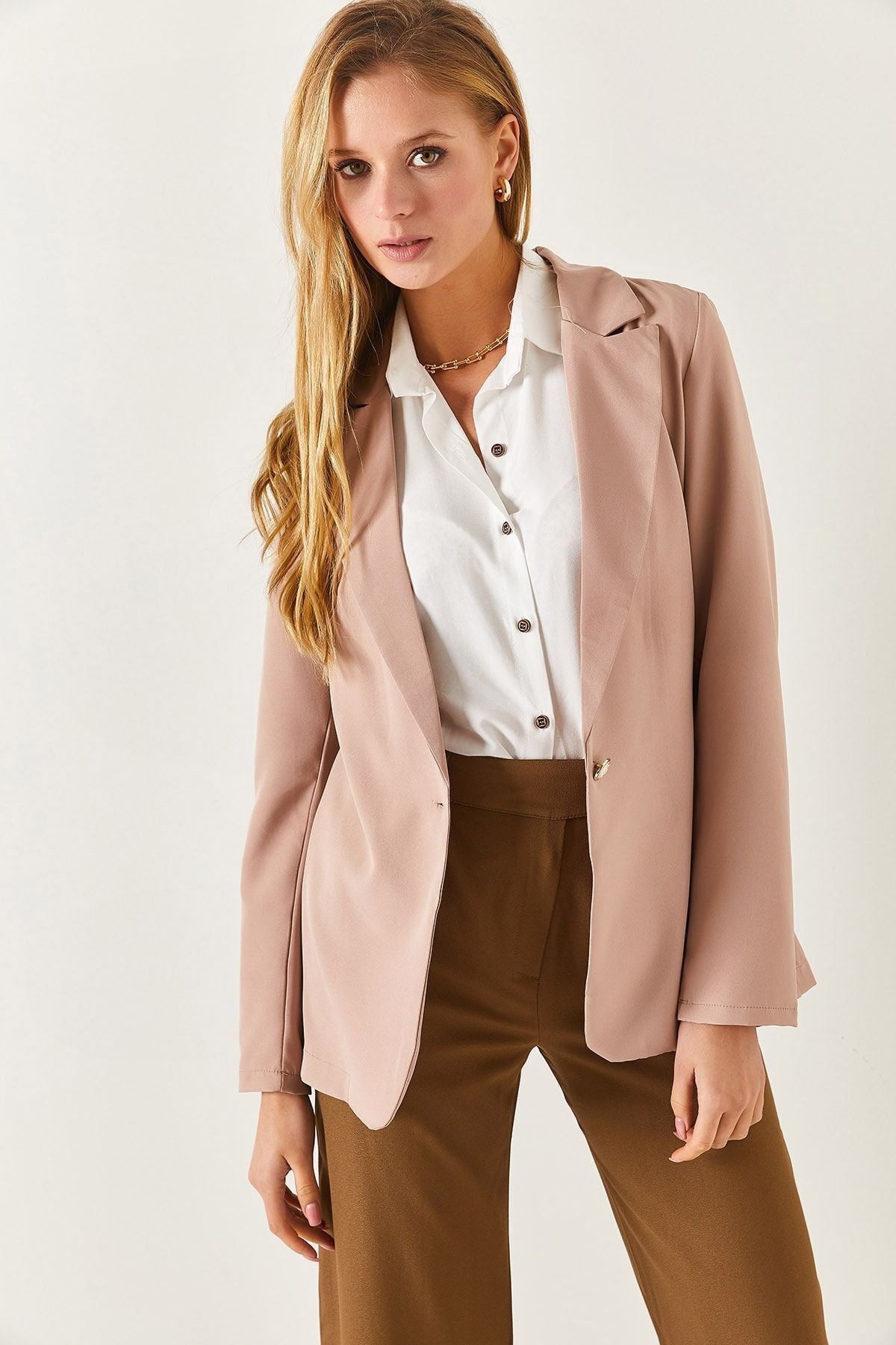 Female Stone Single Button Jacket ARM-20K001020