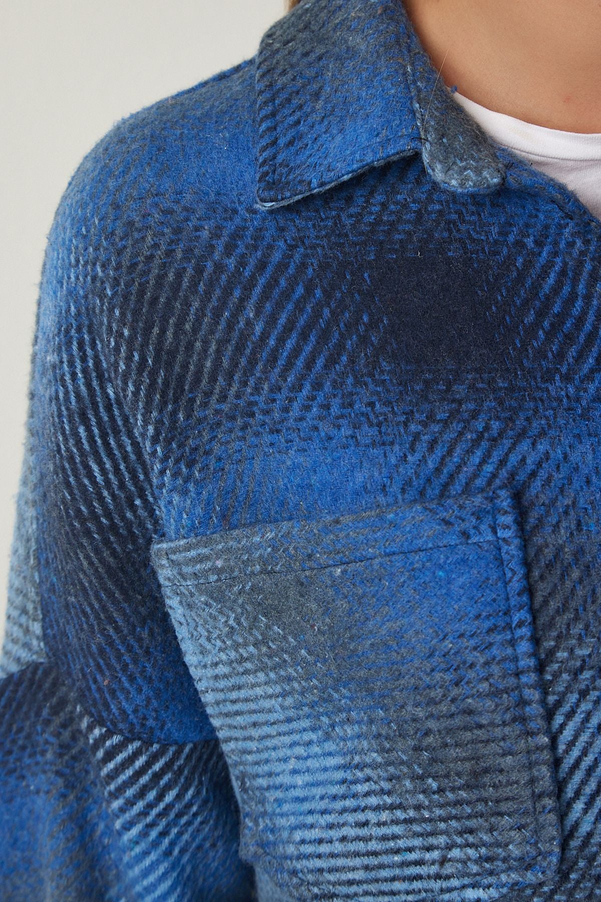 WOMEN BLUE WASH ODUNCUDE Oversize Stamp Shirt Jacket TU00035