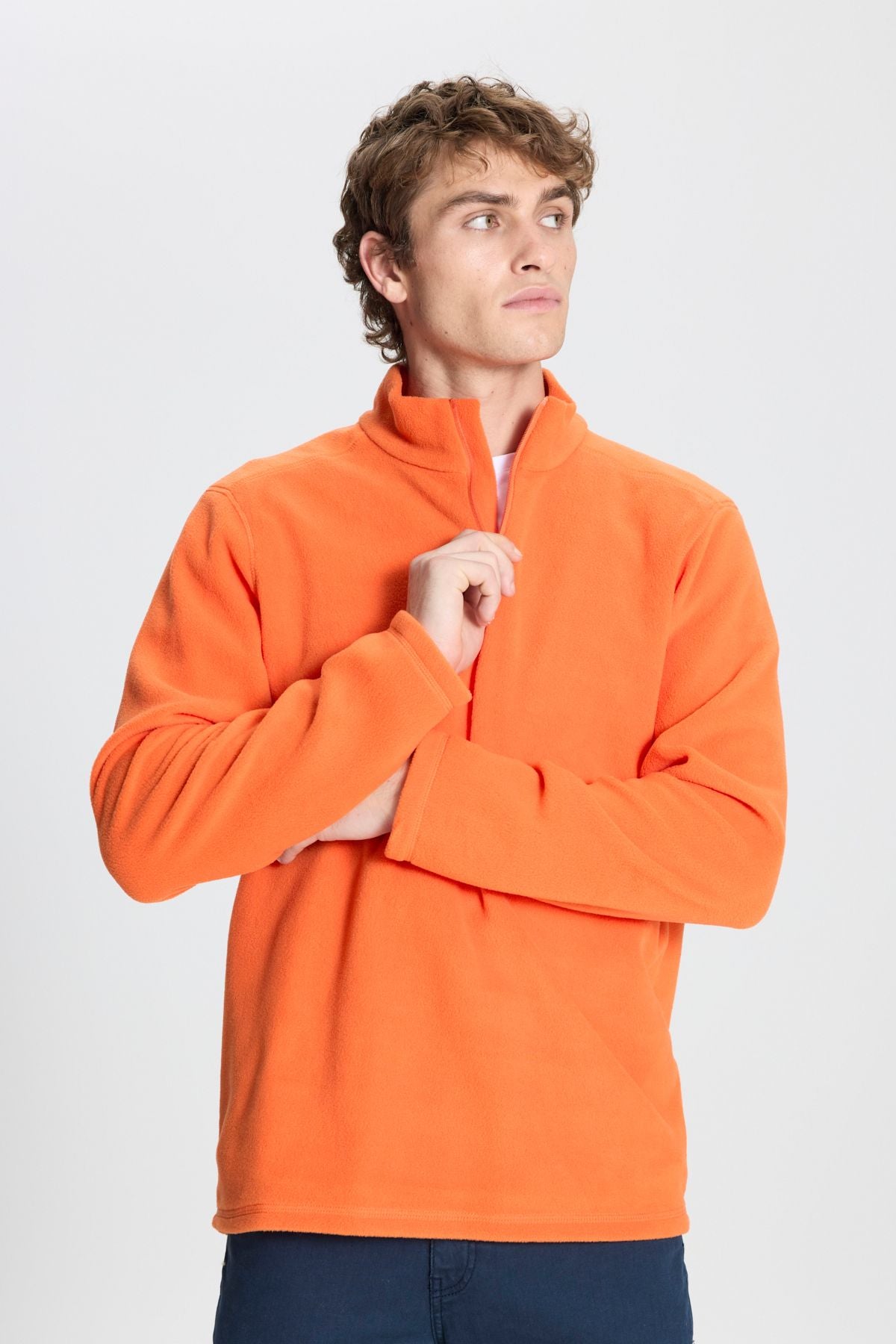 Men's Orange Anti-Pilling Flash Standard Fit Pllage Solder Cold-proof Polar Sweatshirt