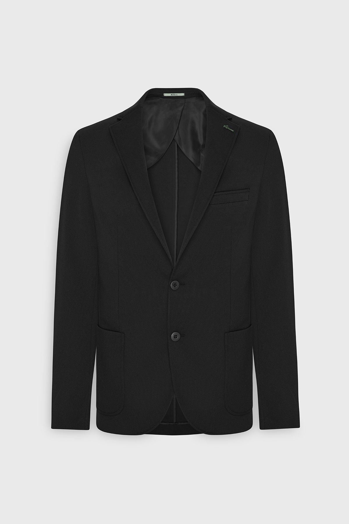 Men's black slim fit narrow cut Mono collar casual blazer jacket