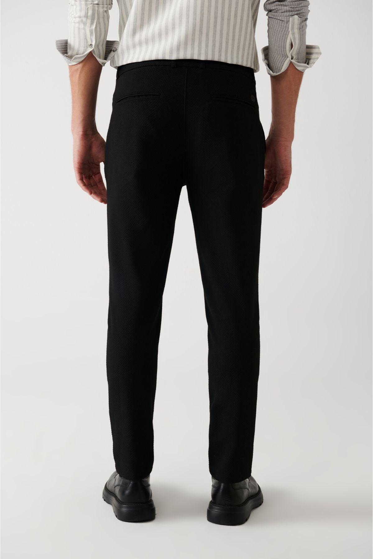 Men's Black Side Pattern Pattern Trousers A32Y3054