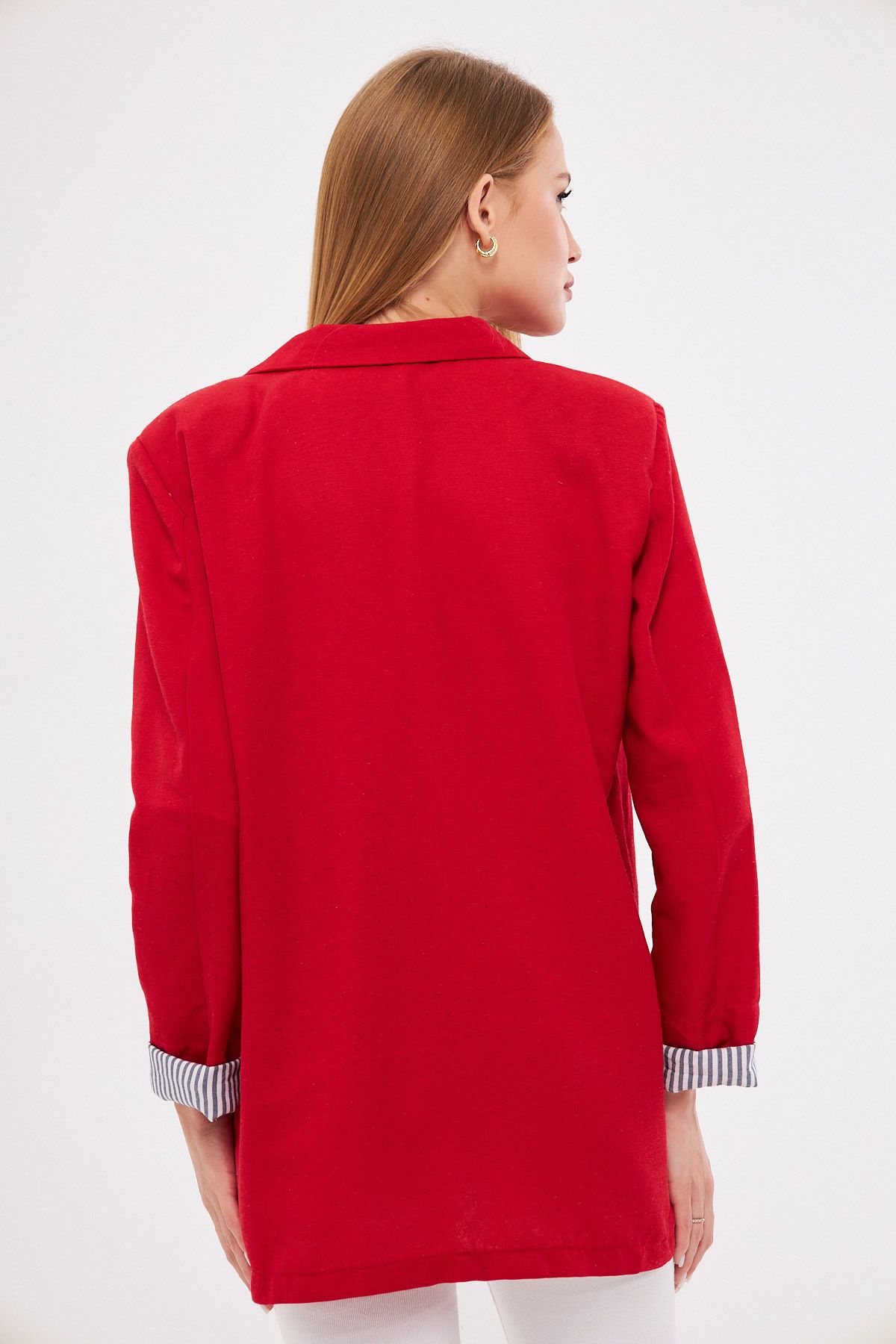 WOMEN RED CRUBAZE YOVA ARL FOLLOWING DETAILED OVERSESSE WATCH BLAZER JACKET ARM-25K001015