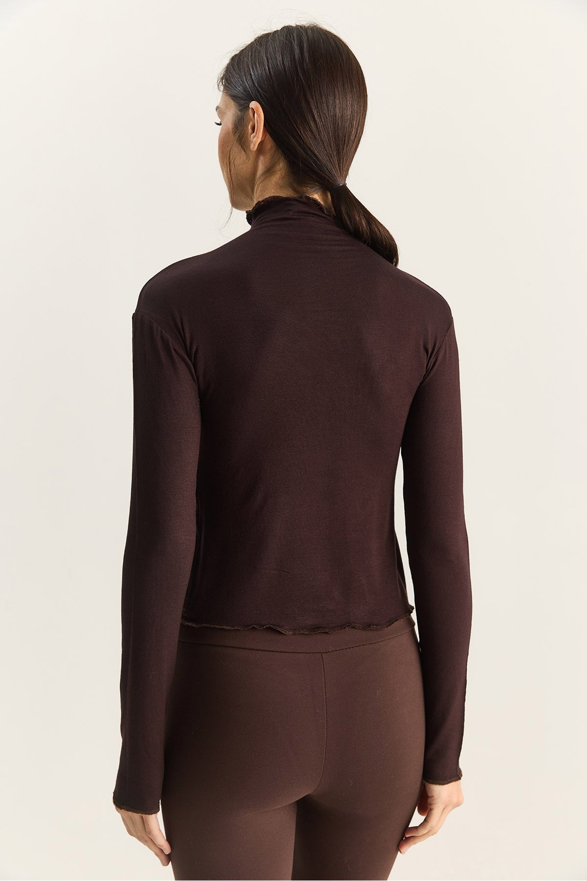 Women's Transparent High Collar Flexible Regular Length Knitted Blouse 6090 60283890