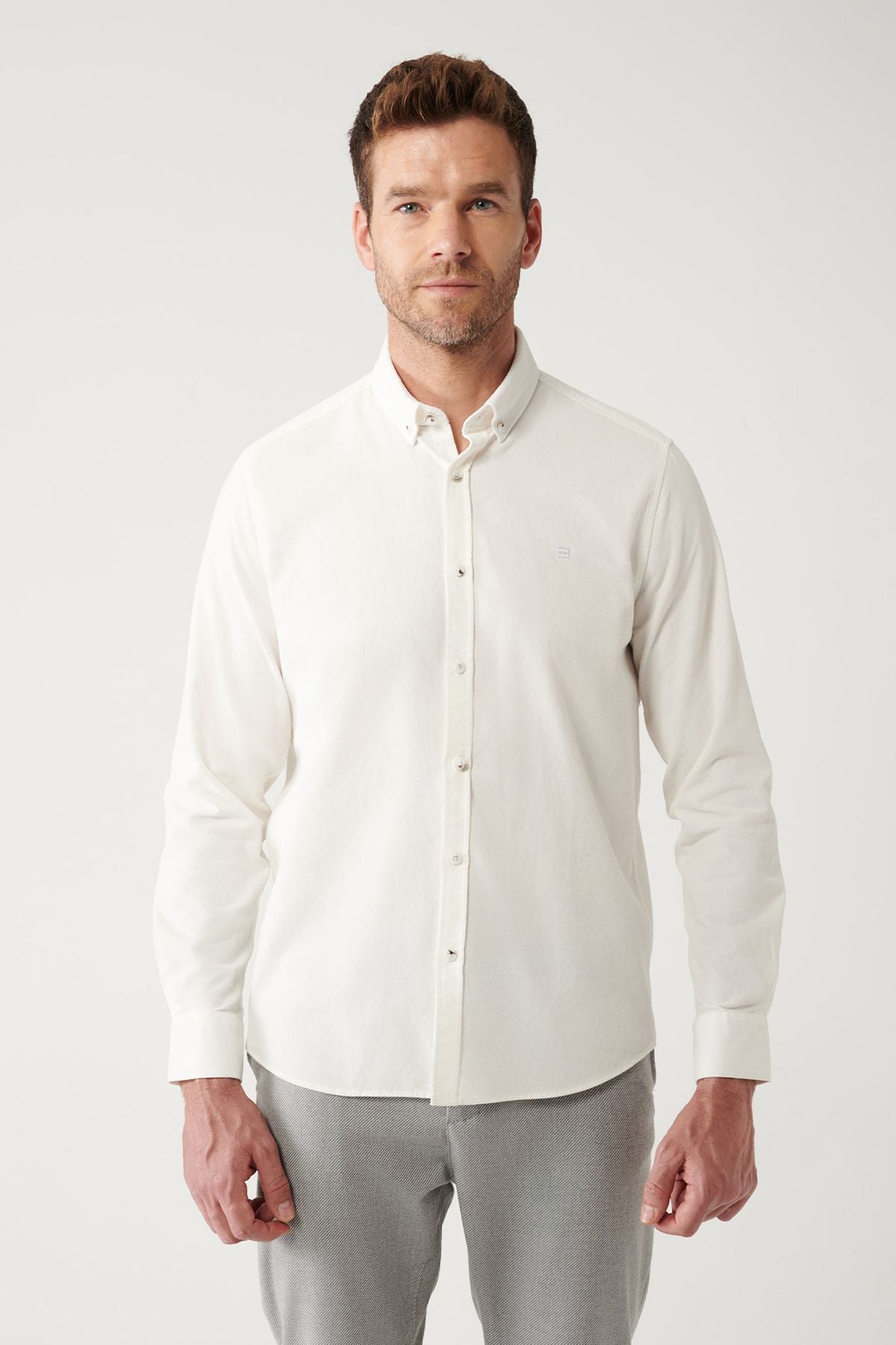 Men's Ecru Red Velvet 100 %Cotton Shirt B002032