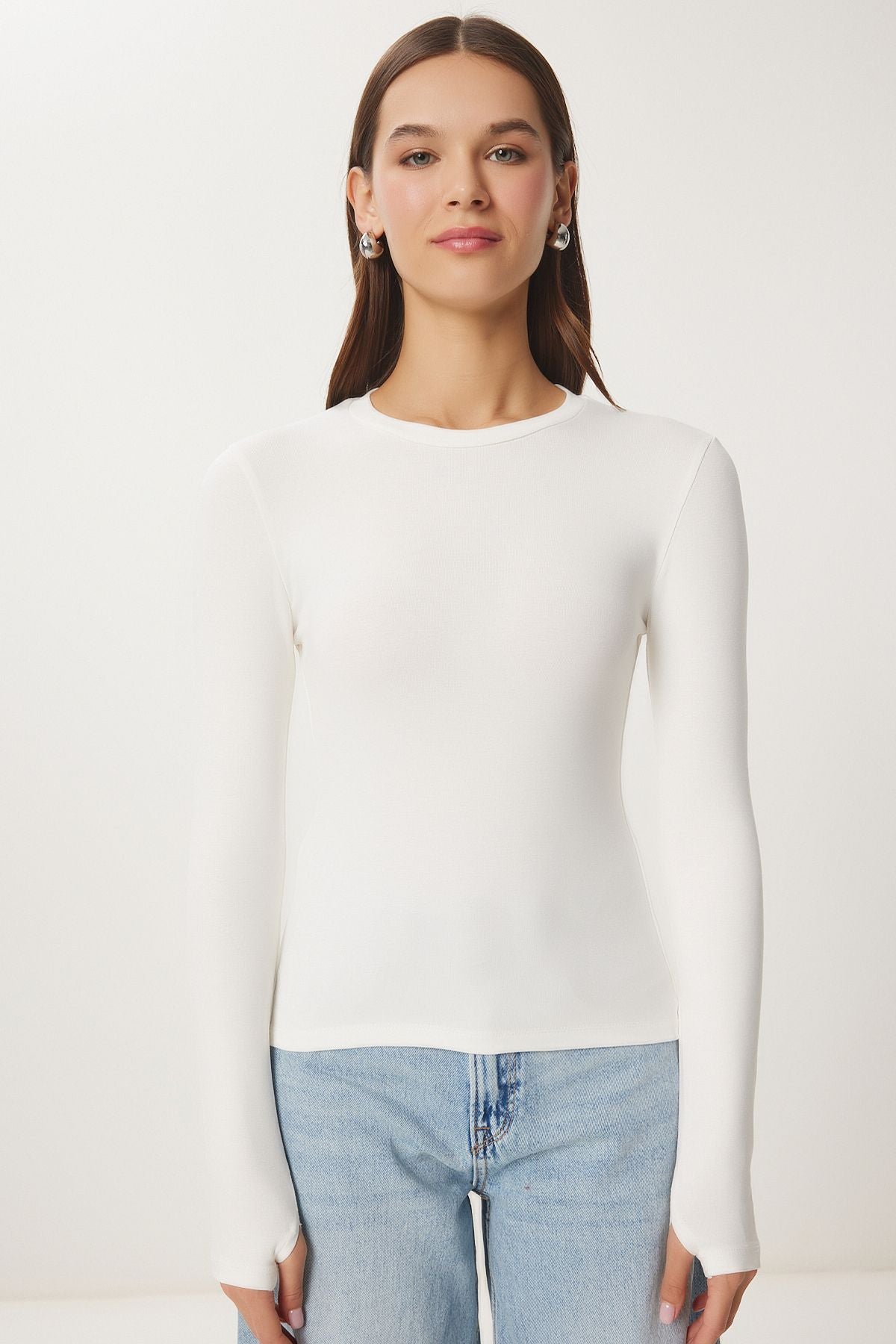 Female Ecru Bicycle Basic Knitting Blouse CR00439
