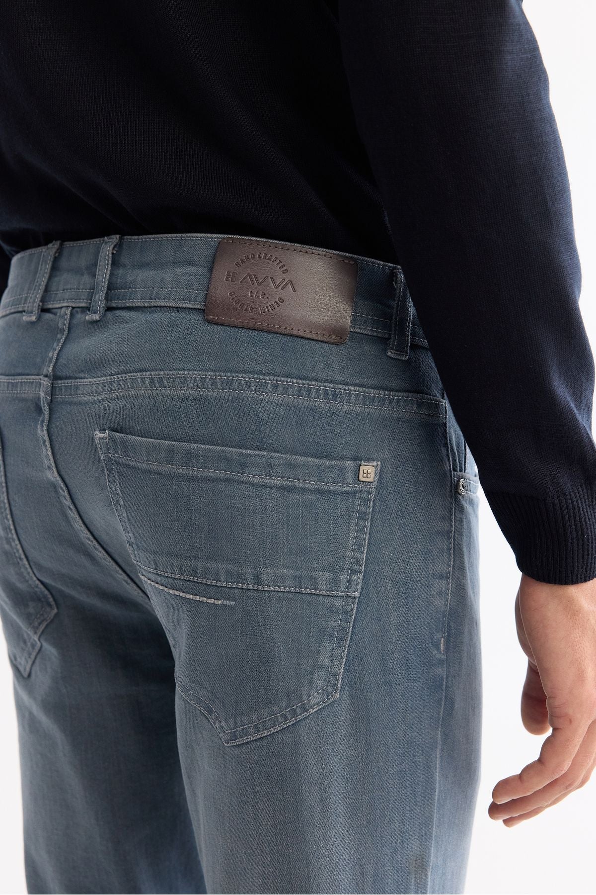 Men's Blue Obedness Washing Flexible Jean Pants A42Y3505