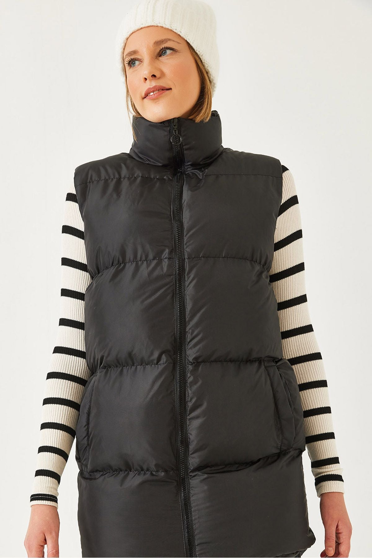 Female Judge Yaka Double Pocket Long Vest 60901004