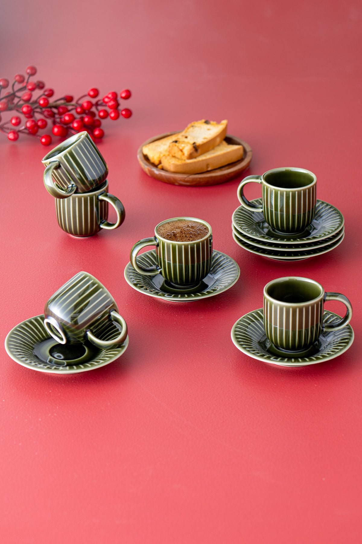 Istanbul Porcelain Lev 6 people coffee cup set green 90 ml