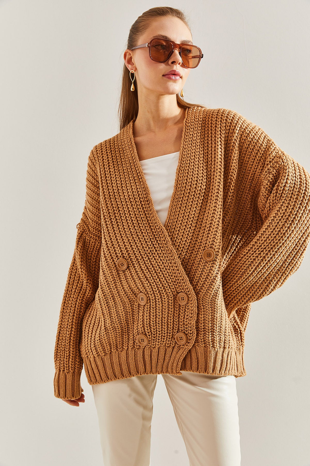 Women's Braided Six-Button Knitwear Cardigan NGO160