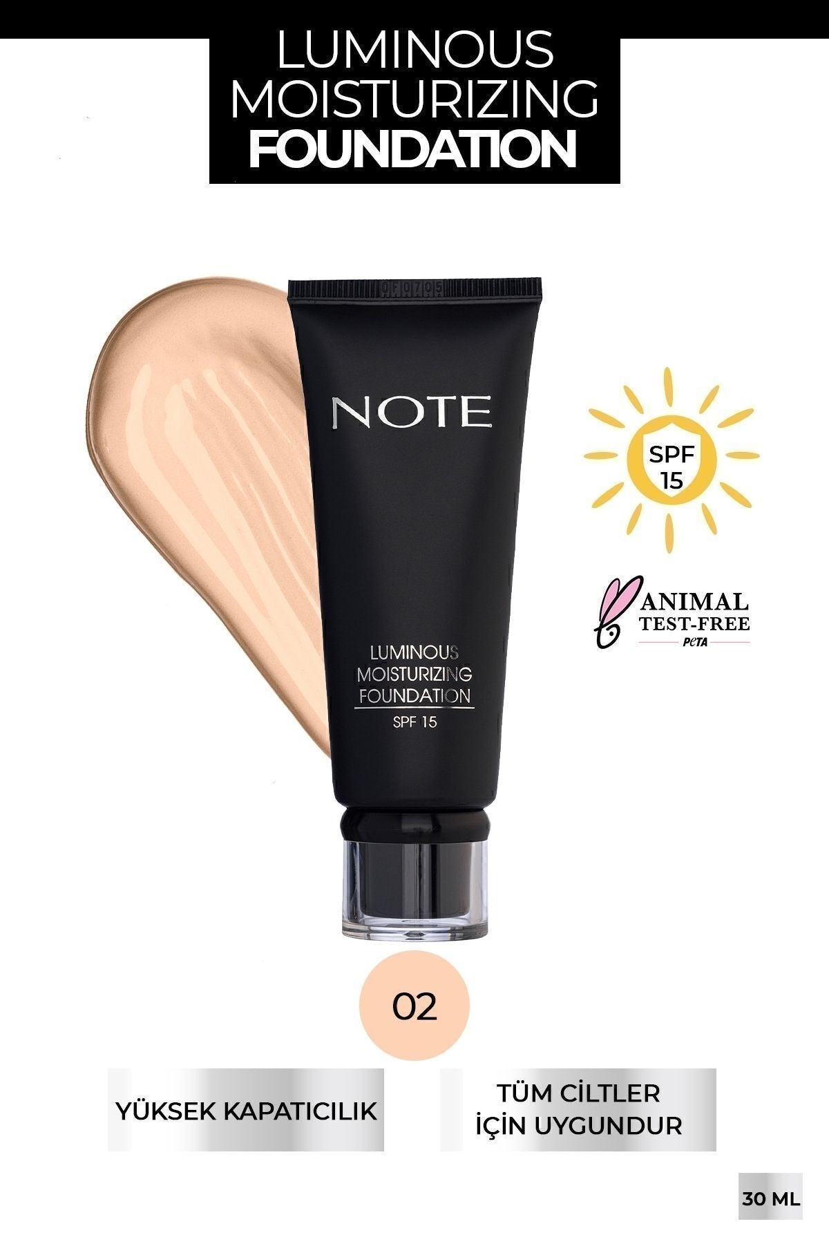 Luminous Moisturizing SPF 15 Moisturizer Effective Bright Finish Foundation - 02 Natural Beige
