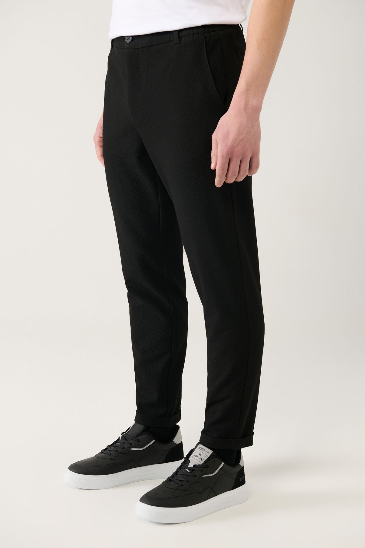 Men's Black Side Waist Wedding Wafer Nora Chino Pants B003033