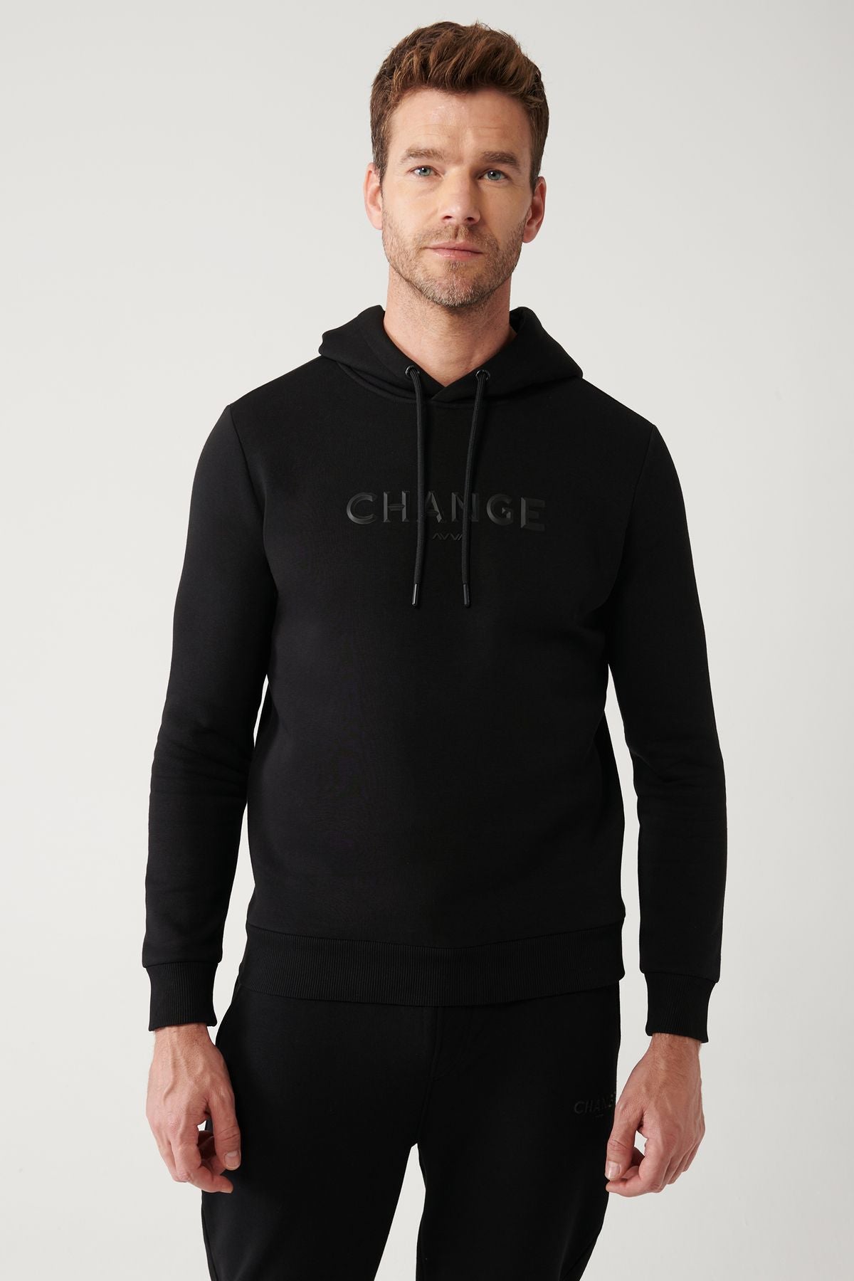 Men's black hooded 3 -IP -chart printed Sweatshirt A32y1240