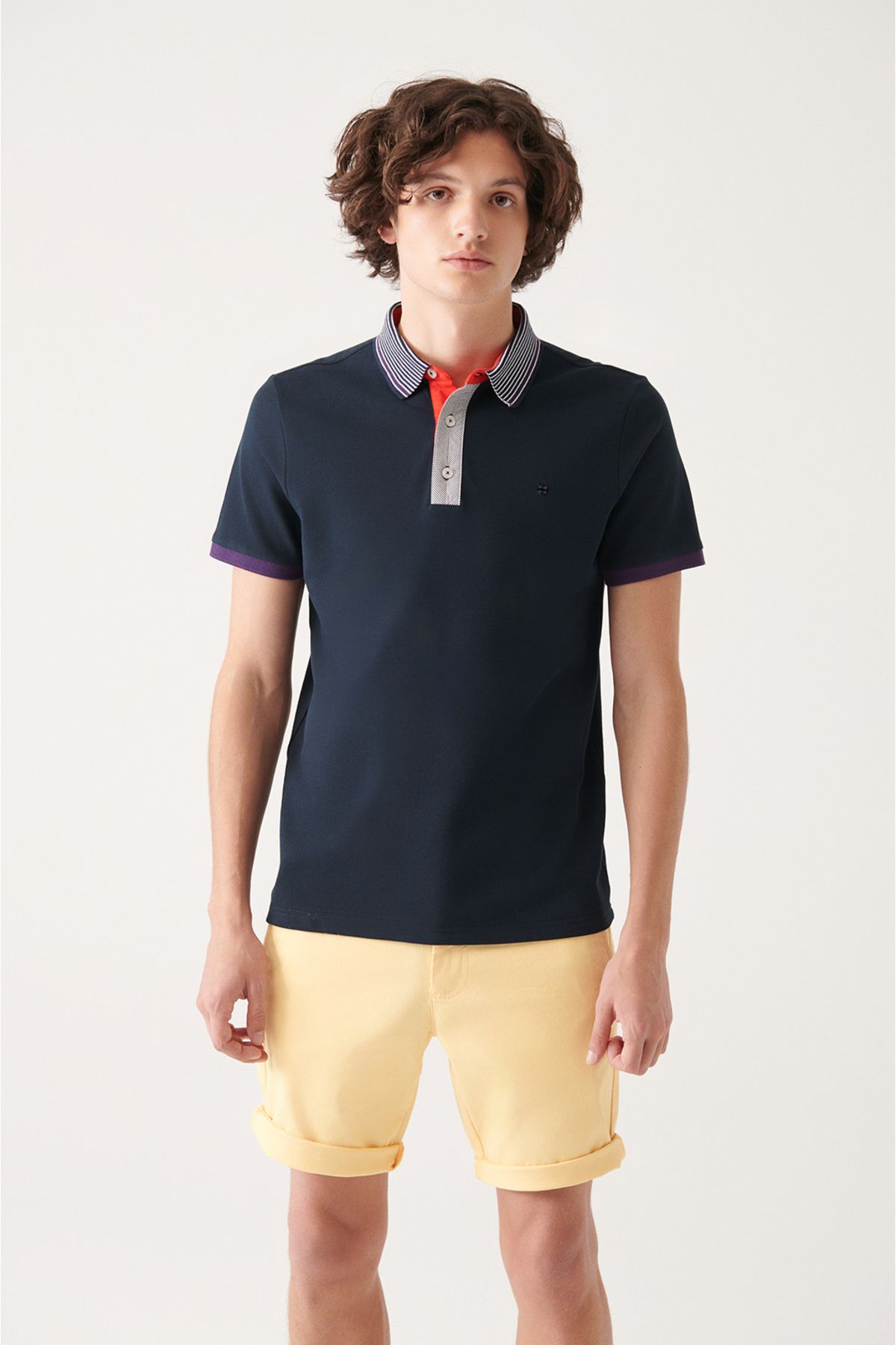 Men's Navy 100 %Cotton Polo Yaka T-shirt A31y1166