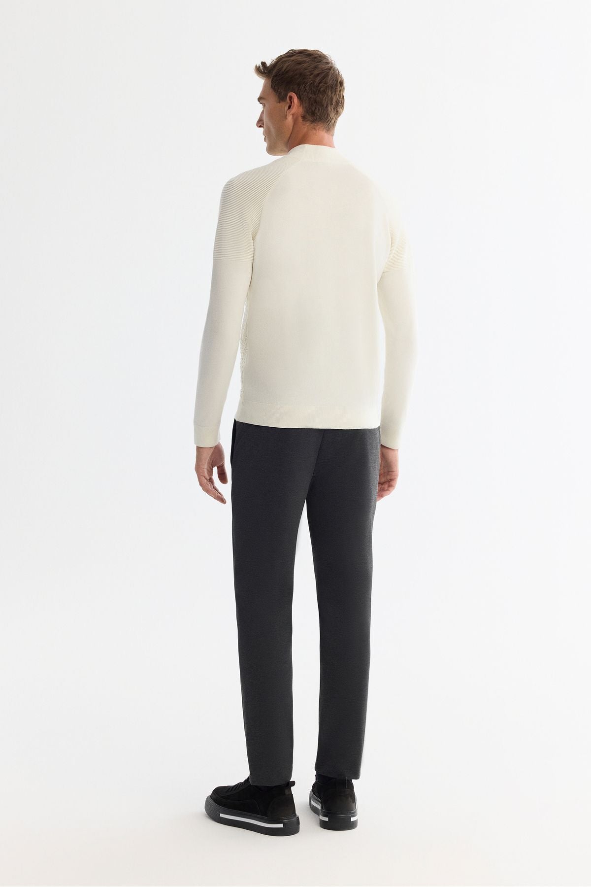 Men's Ecru Half Fisherman Yaka Soft Touch Knitwear A42Y5023
