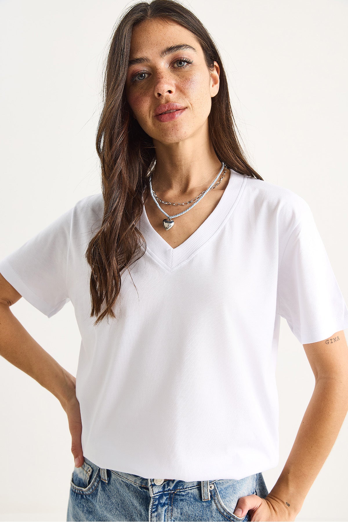 Women's 100% Organic Cotton Deep V-Neck Comfort Fit T-Shirt 60602066