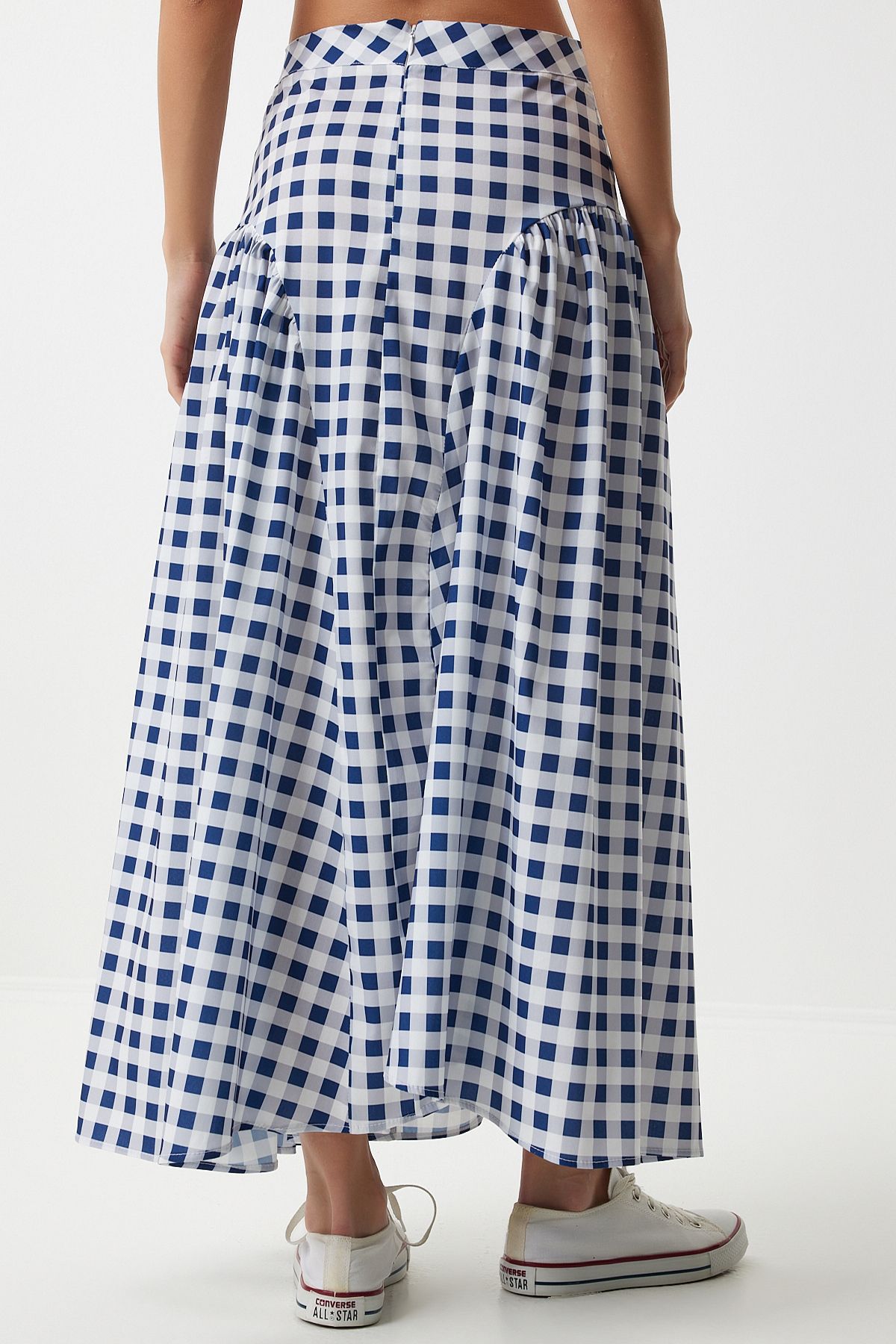 Women's Blue Pötikare Volan Summer Poplin Skirt UL00024