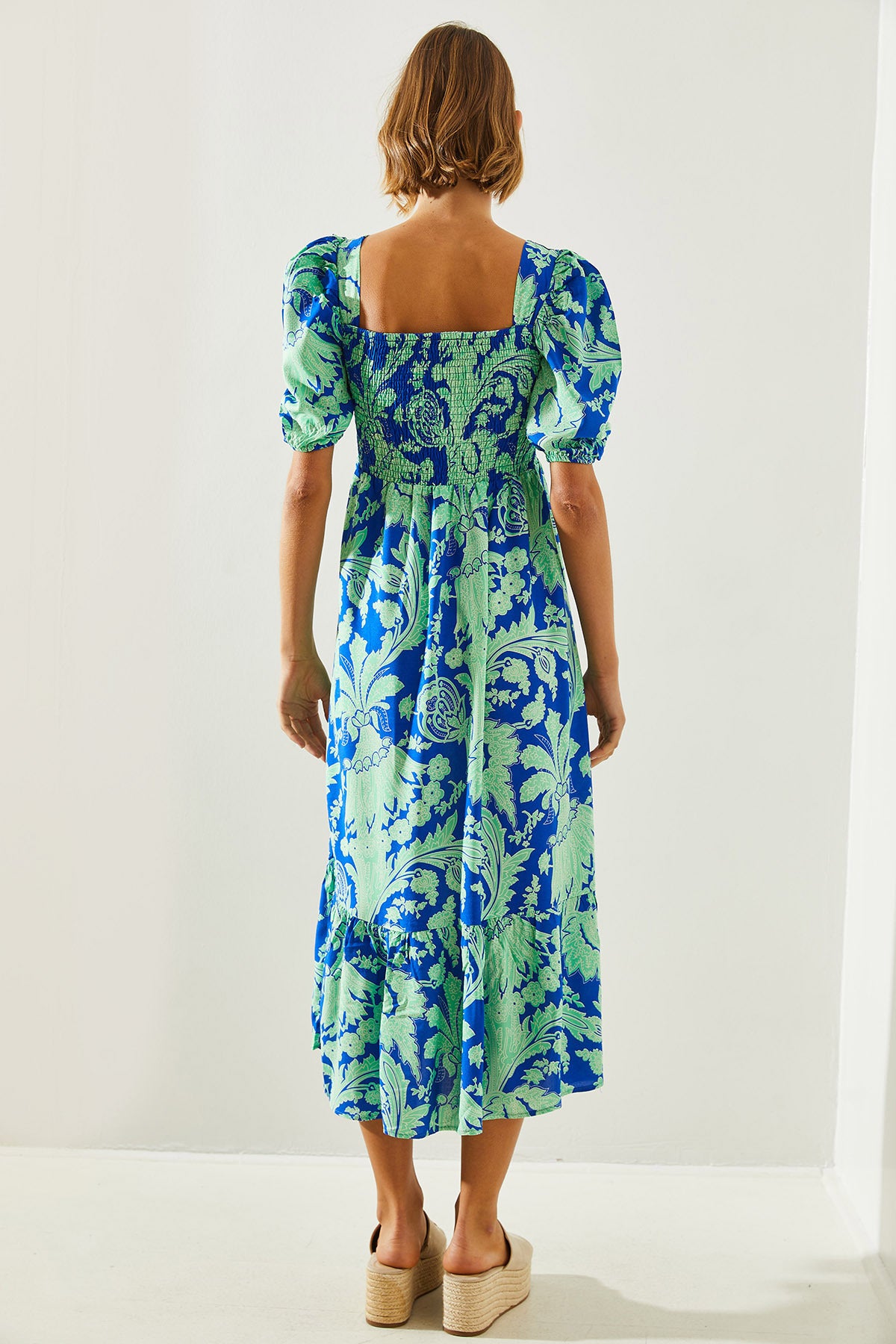 Women's Chest Gimped Watermelon Sleeve Viscose Dress 40881013