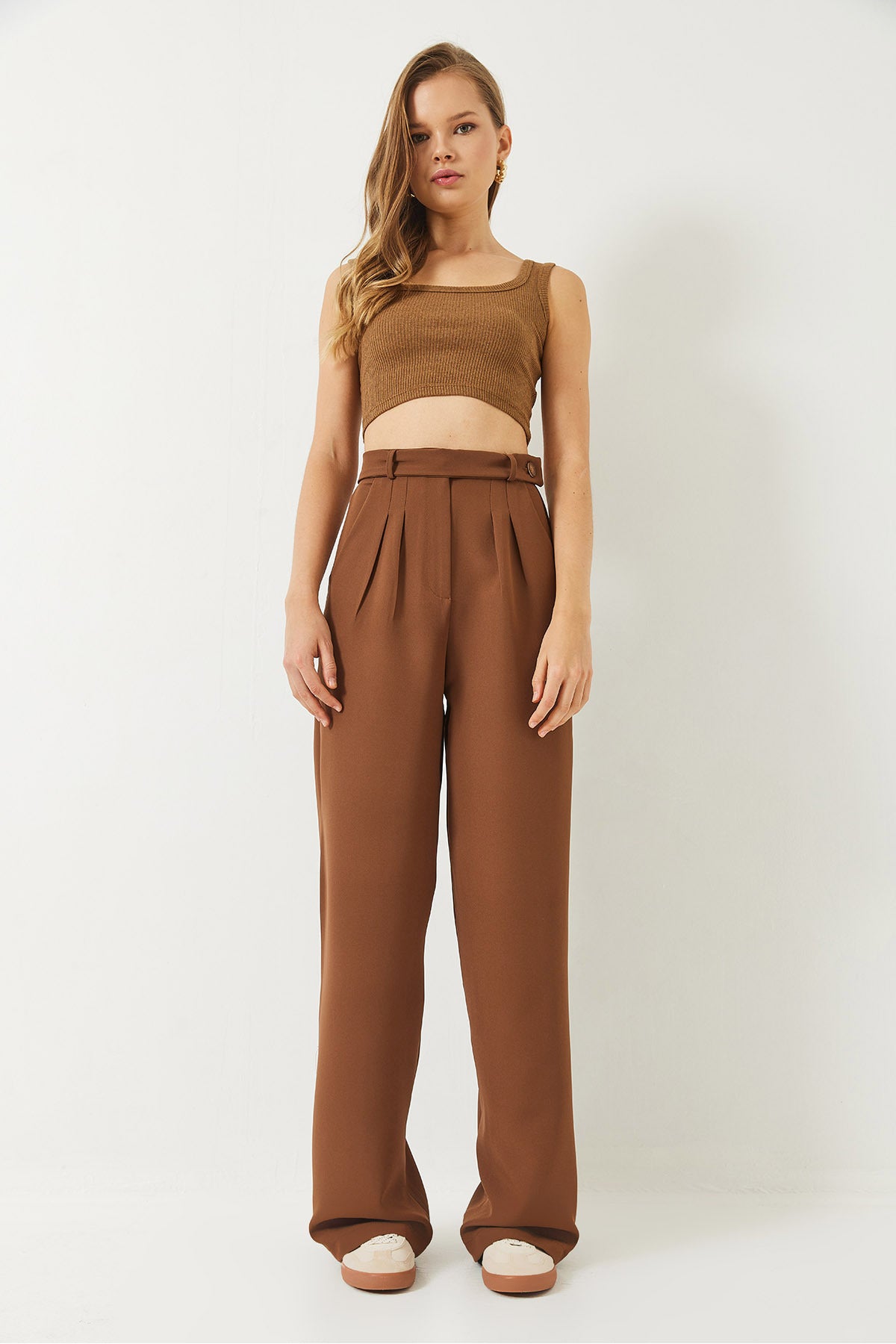 Women's Belt Detailed Pocket Palazzo Trousers 60283064