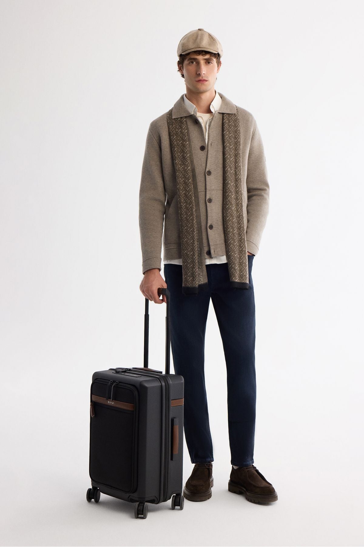 Men's mink polo collar woolen kangaroo pocket knitwear cardigan A42y5141