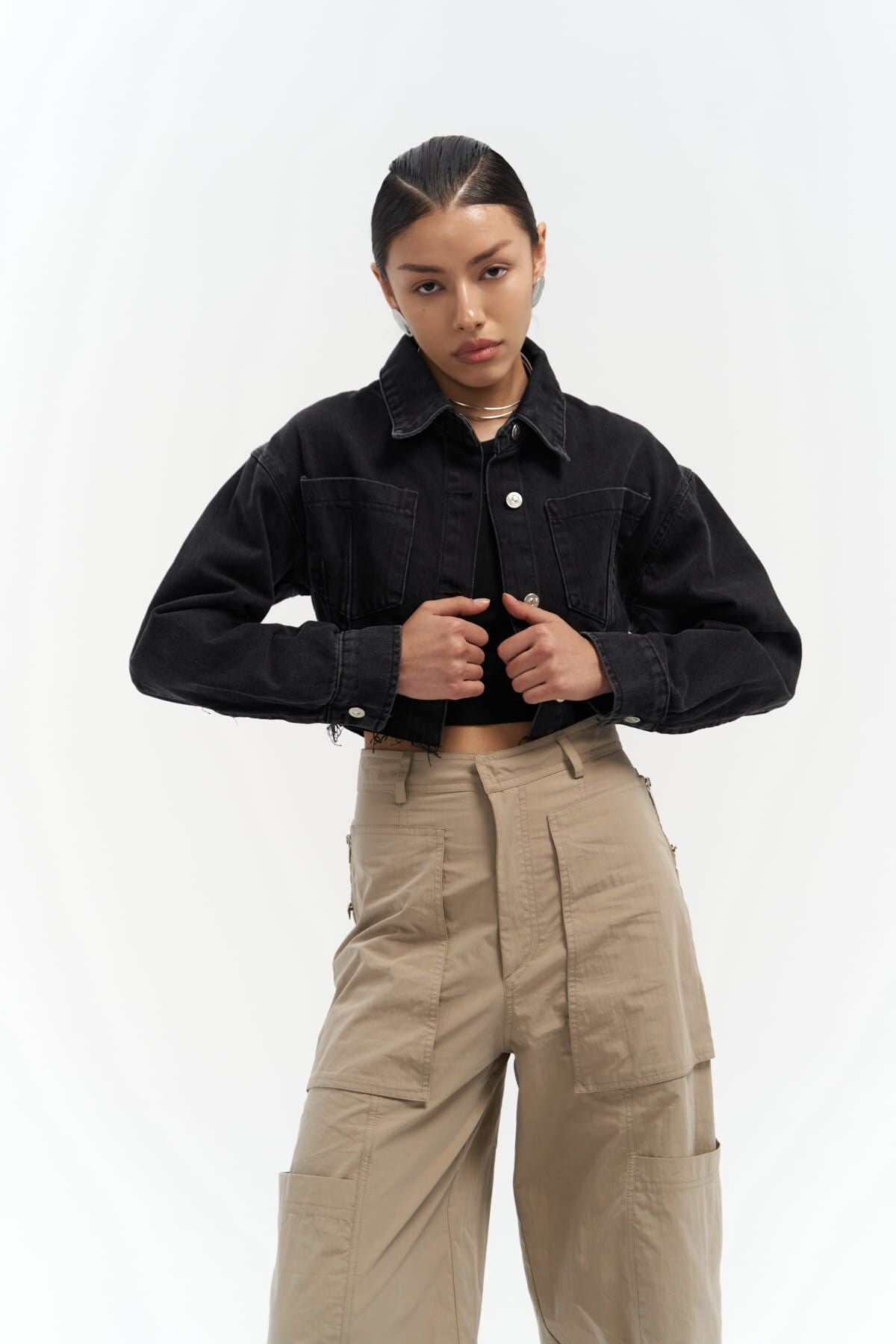 Darcey Black Short Jean Jacket