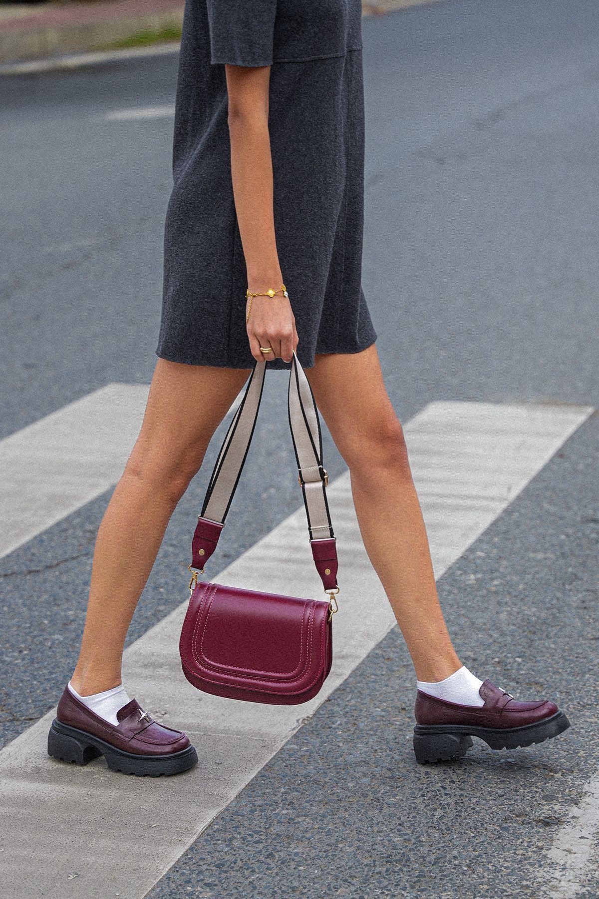 Woman Bold Tractor Base Masculum Loafer Daily Shoes Monisa Bordeaux