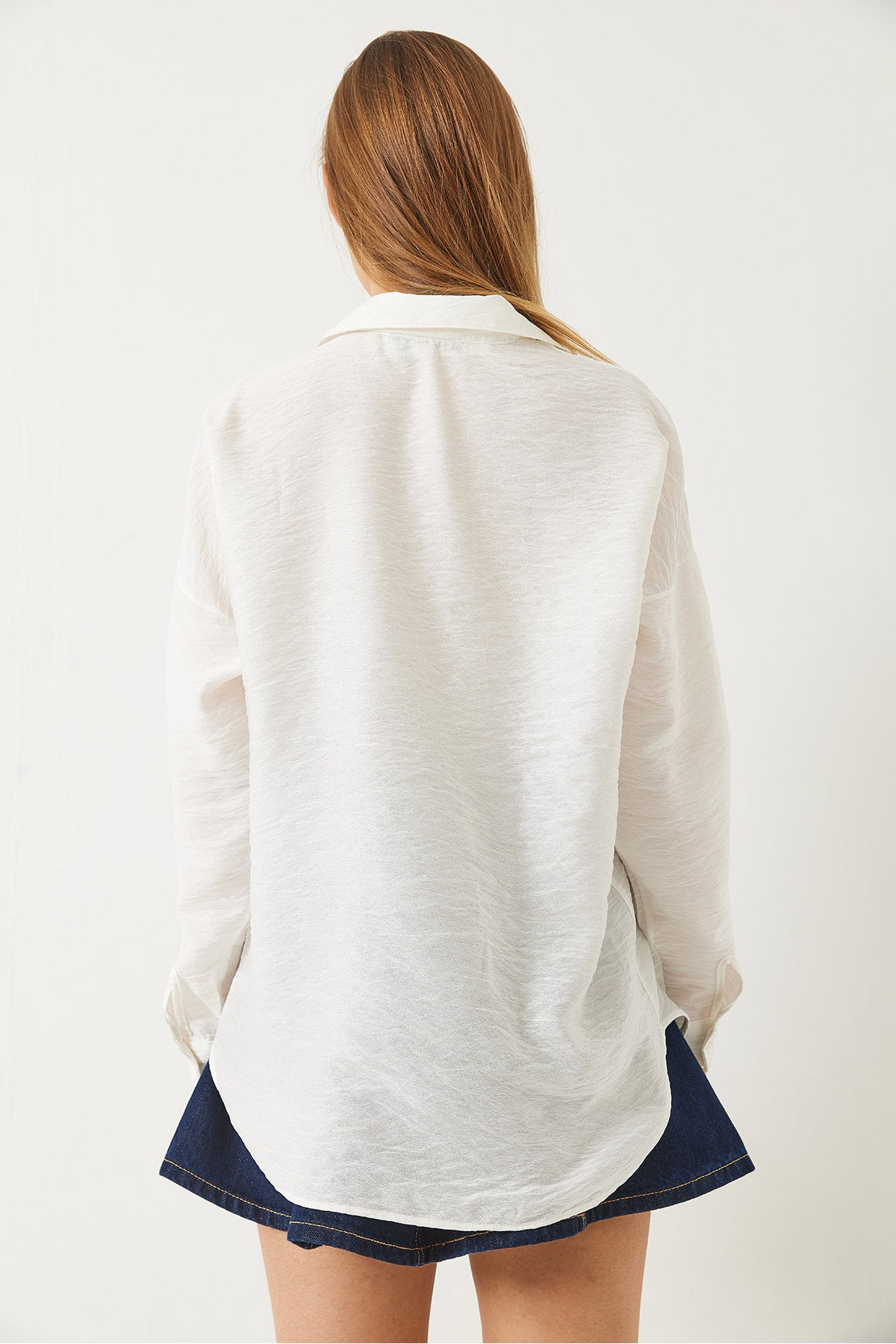 Women's Butterfly Bead Stone Embroidered Aerobin Oversize Shirt 60283030