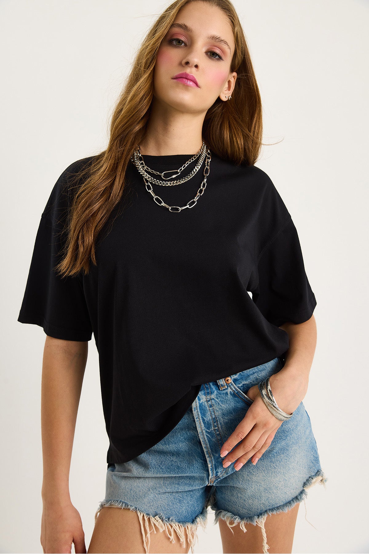 Women's 100% Organic Cotton Relaxed Fit Slit Round Collar T-Shirt 60602047