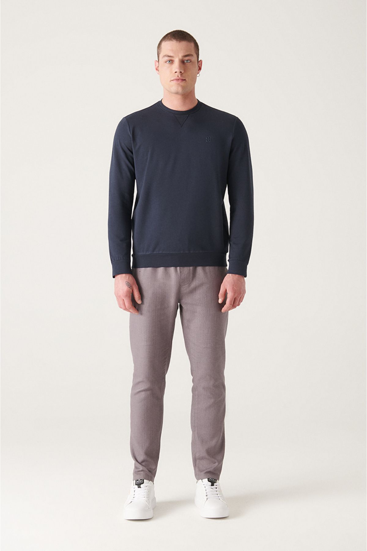 Men's Navy Bicycle Cotton Cotton Cotton 2 Triple Sweatshirt E001200
