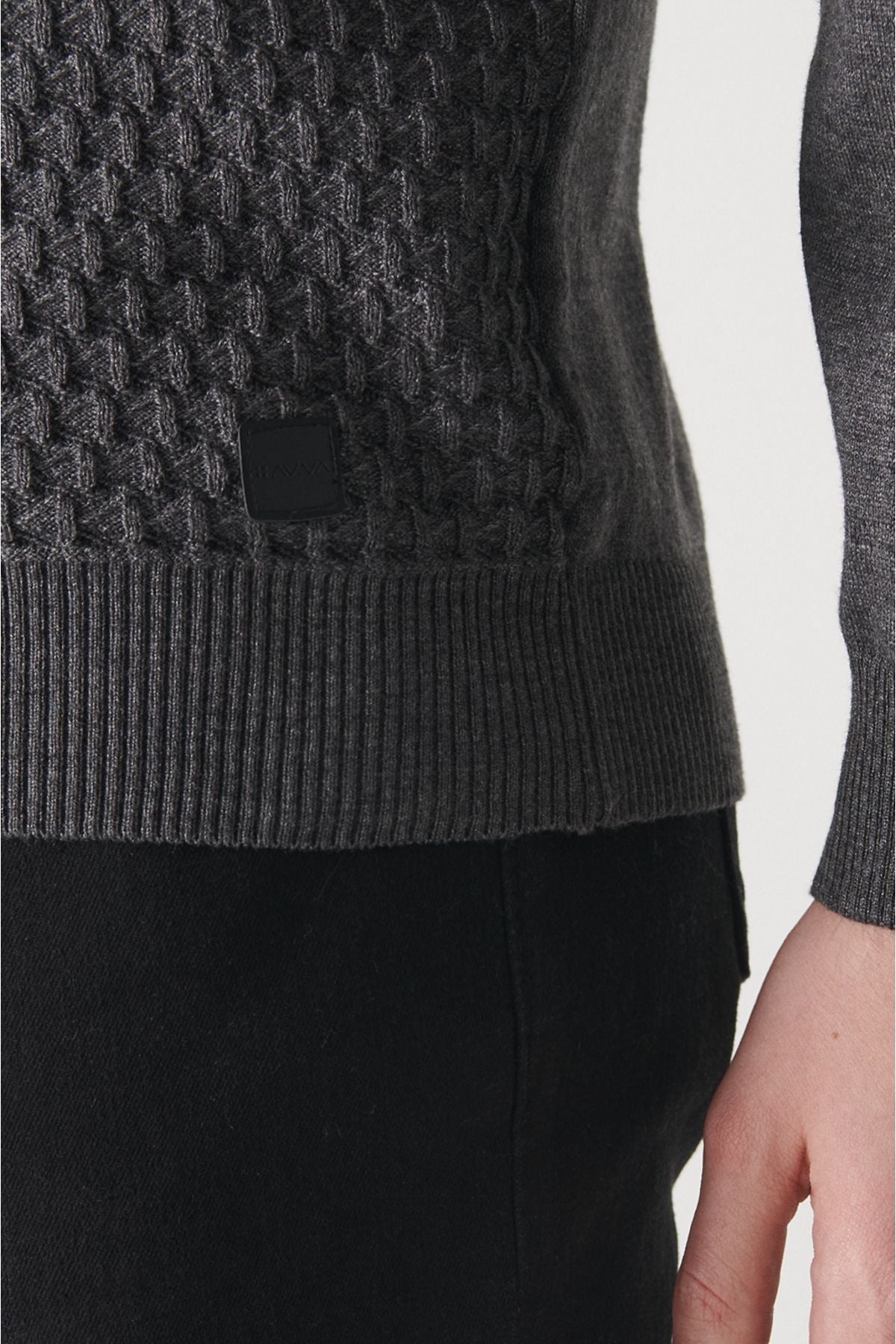 Men's anthracit Full Fisherman Cotton Cotton Knitwear Sweater A22y5100