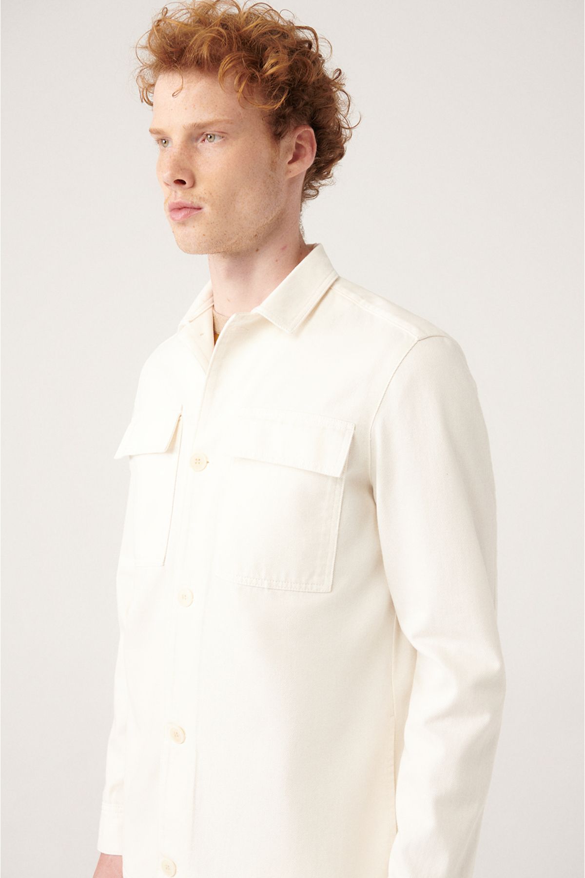 Men's Ecru 100 %Cotton Cold Pigeous Paint Paint Ince Mont A31y6050