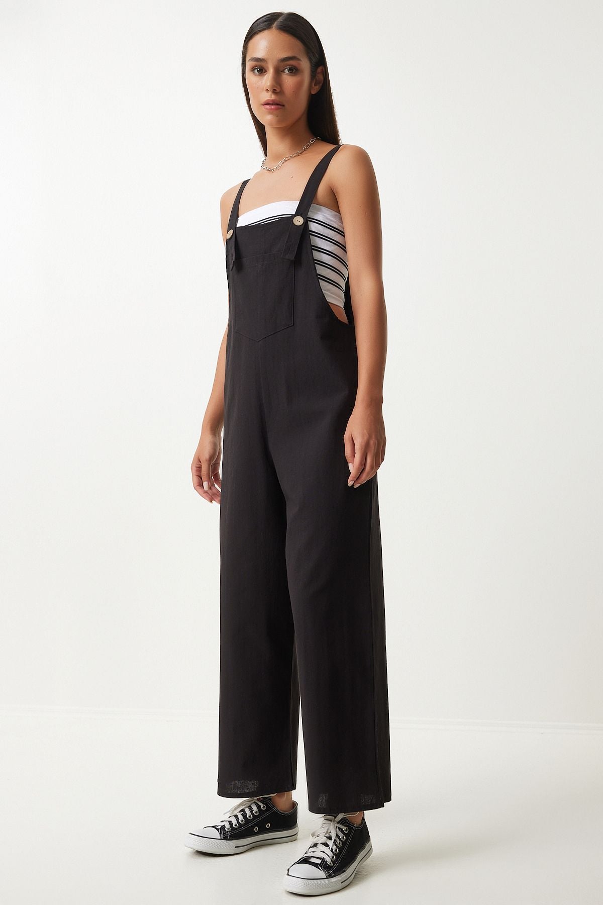 Female black strap thin gabardin summer gardener tulum ky00011