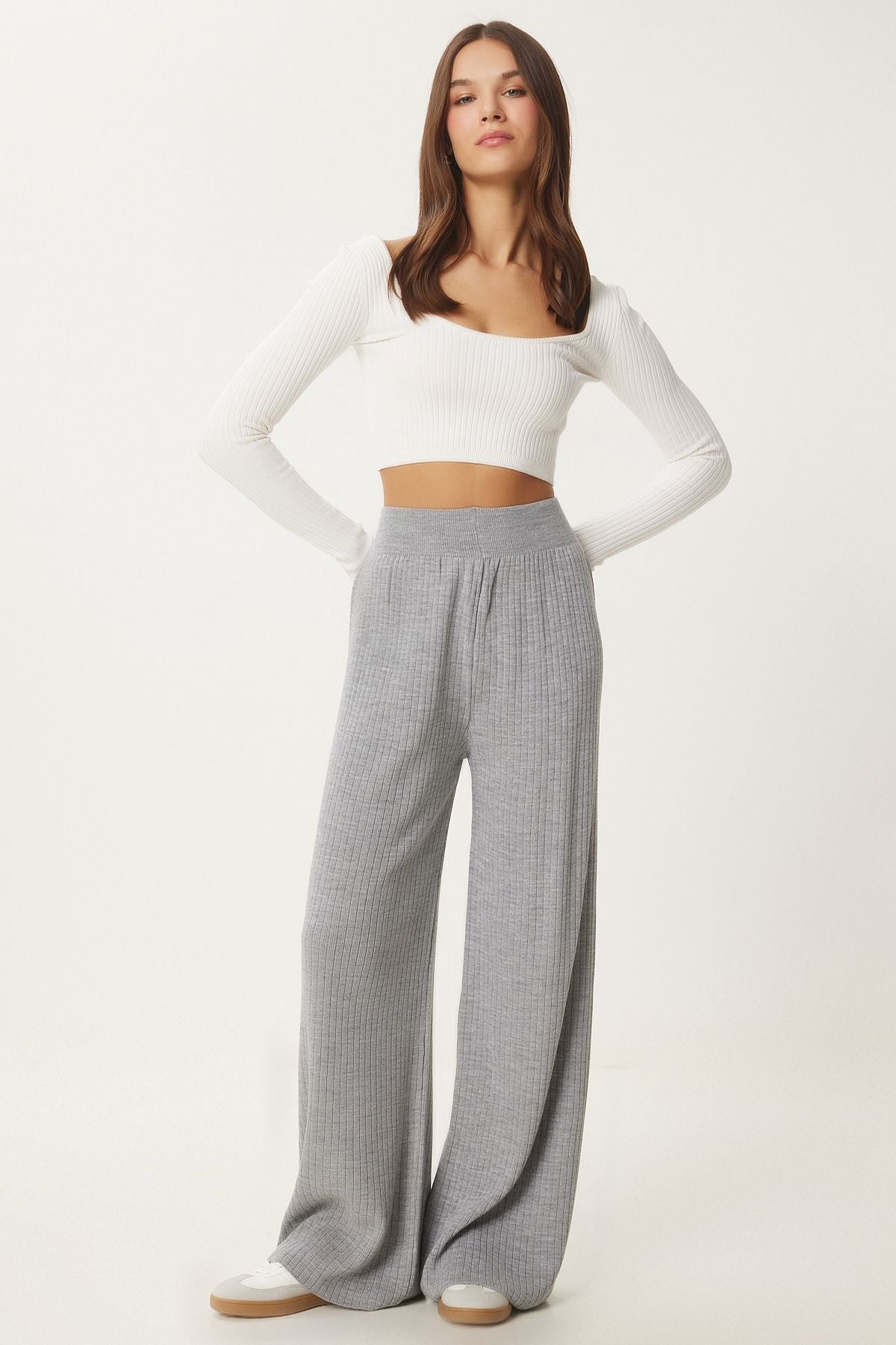 Woman Light Gray Vum Triko Pants Ki00096