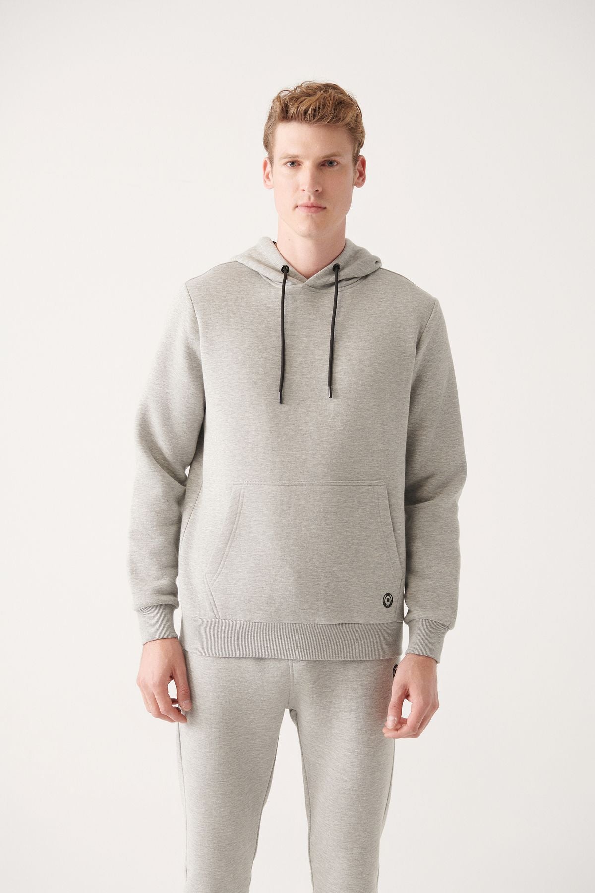Men's gray hooded 3 -IP Cotton Sweatshirt E001018