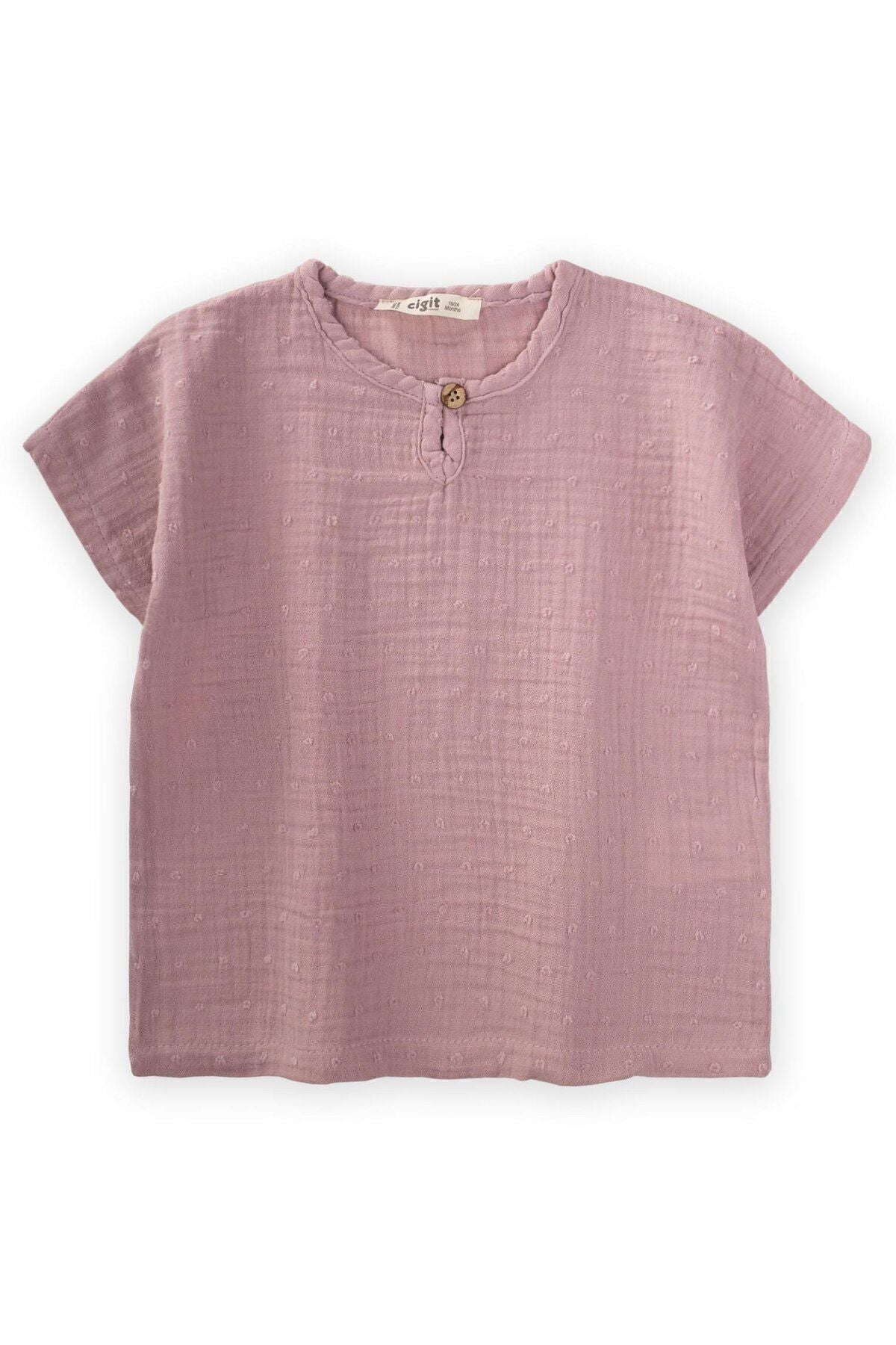 Textured organic muslin t-shift 2-8 years old lilac