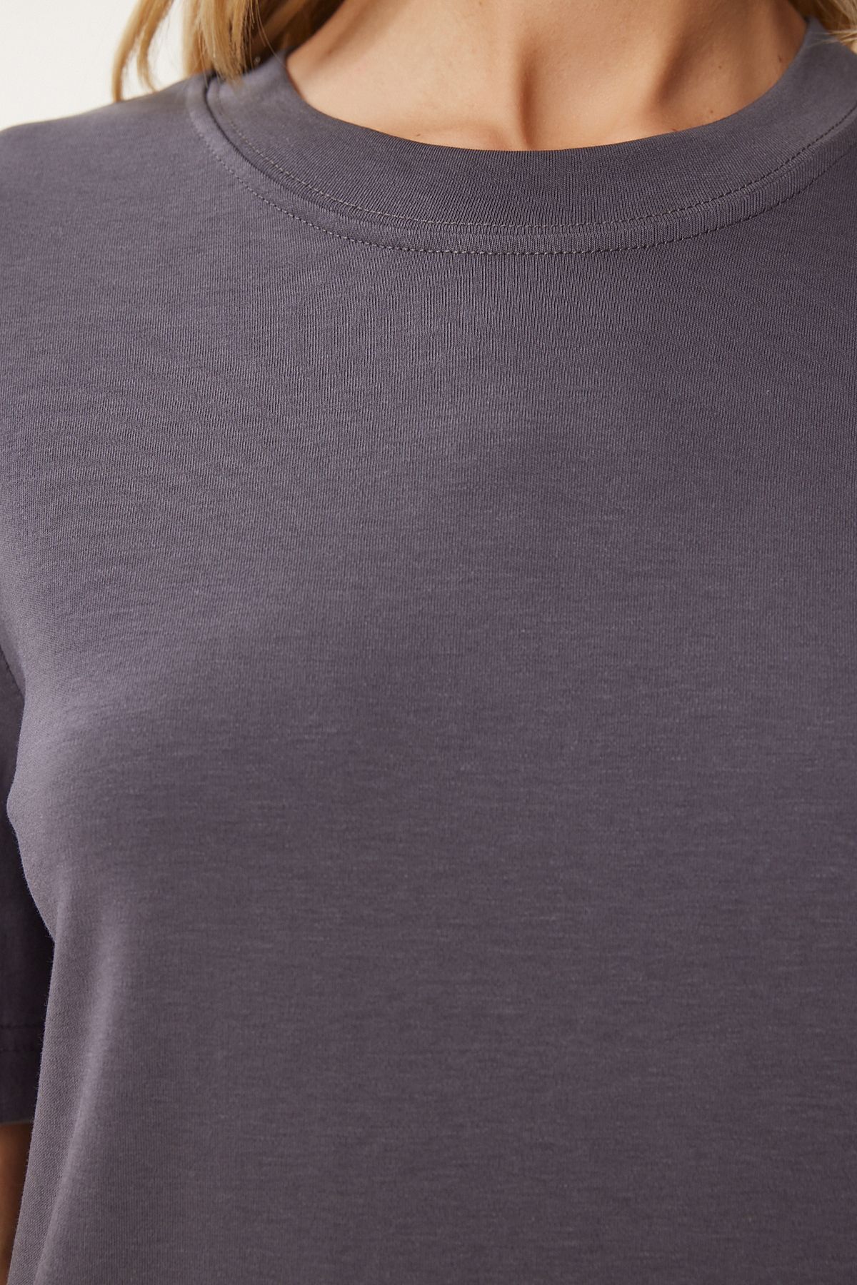Woman Smoked Cotton Basic Knitting T-Shirt AG00001
