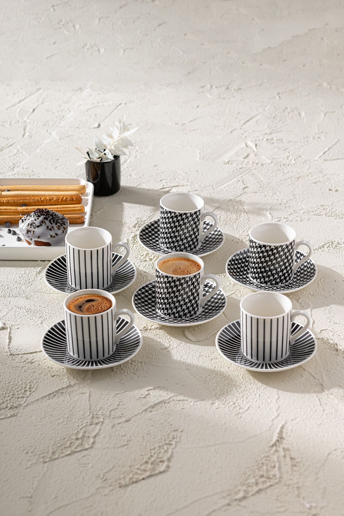 Fernanda New Bone for 6 people coffee cup set 90 ml black