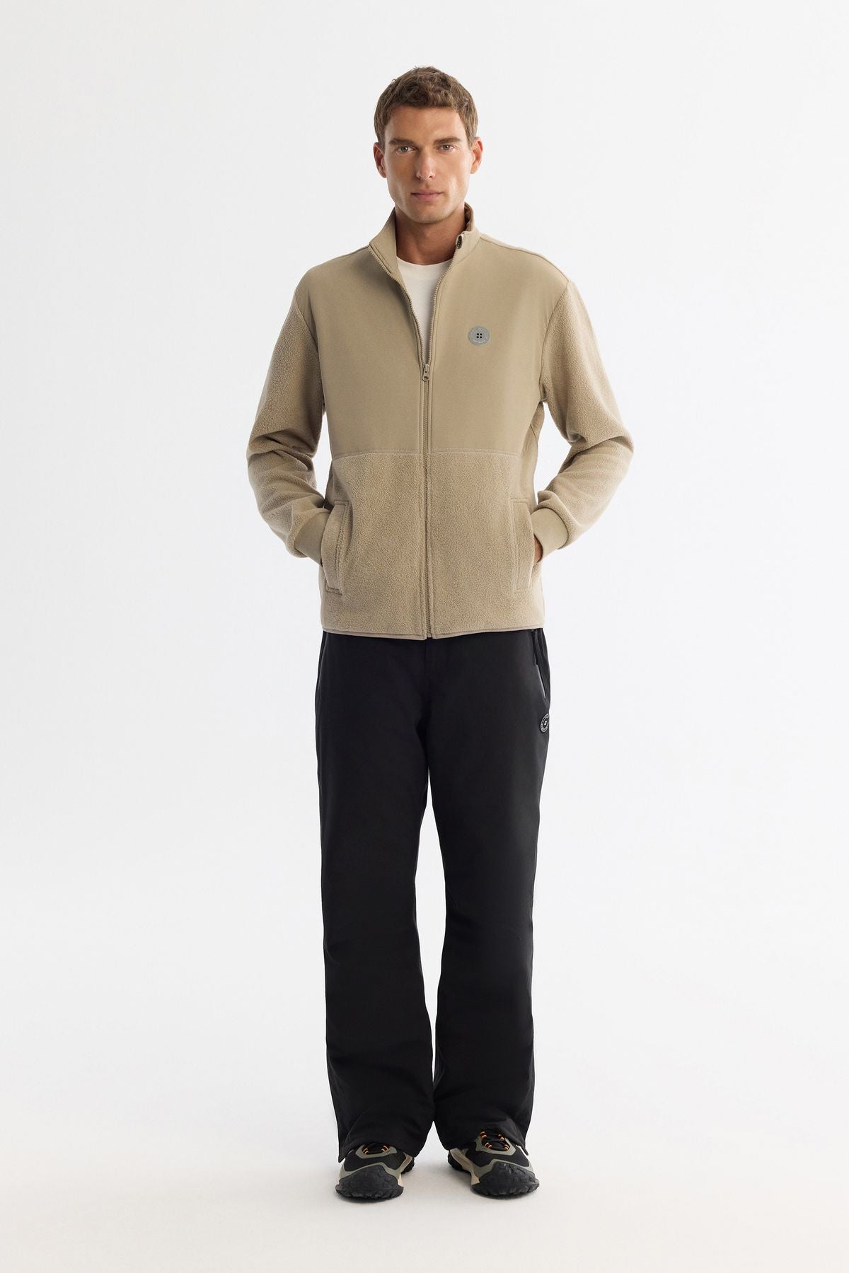 Men's mink -resistant vertical -collar printed zipper with zipper